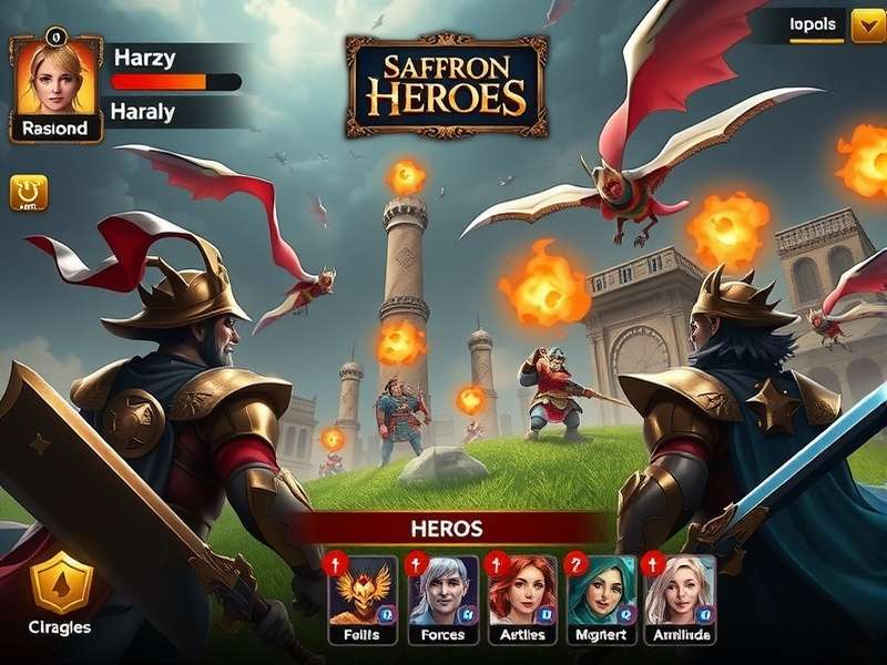 Saffron Siege Heroes battle scene with multiple heroes