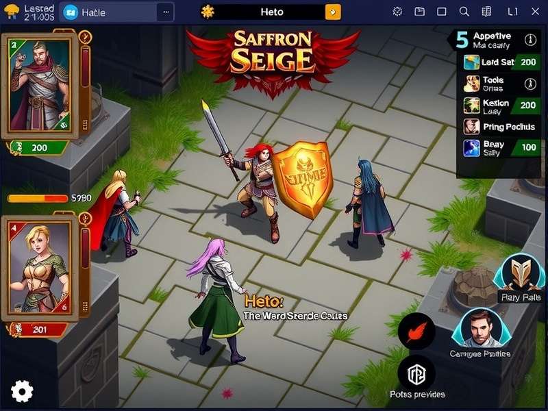 Saffron Siege Heroes gameplay screenshot showing battle interface
