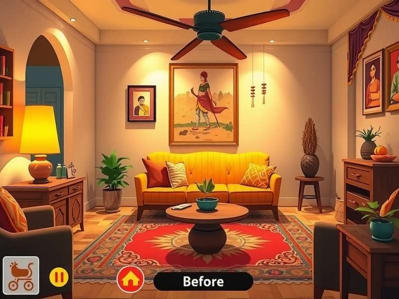 Indian Cozy Residence gameplay showing home design interface