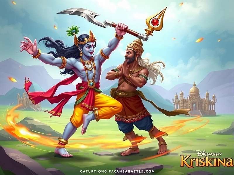 Krishna using divine powers in gameplay