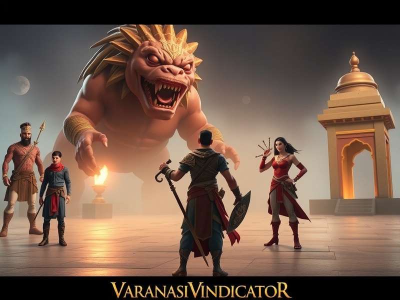 Varanasi Vindicator gameplay showing character in ancient Varanasi setting