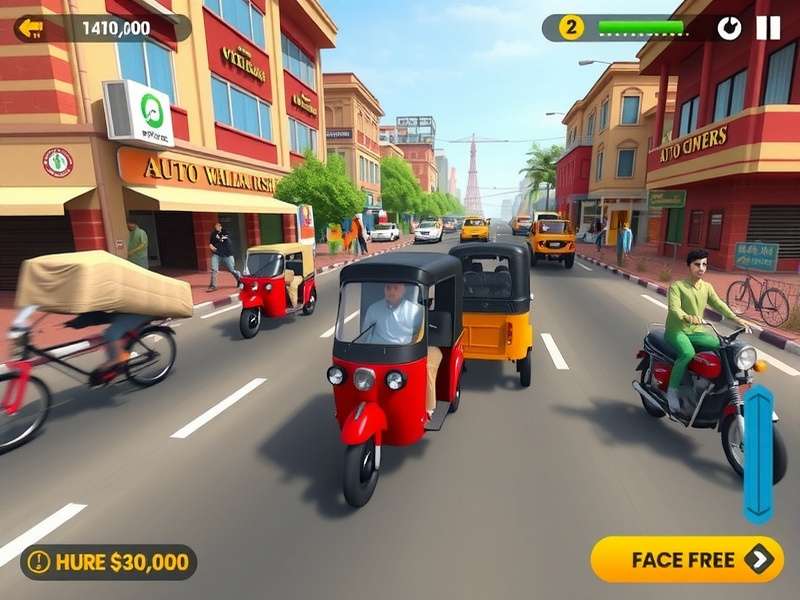 Auto Wallah Rush vehicle customization screen showing various auto rickshaw upgrades