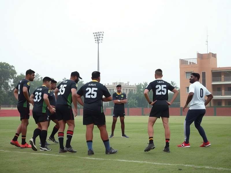 Rugby Aces Delhi star players in team huddle