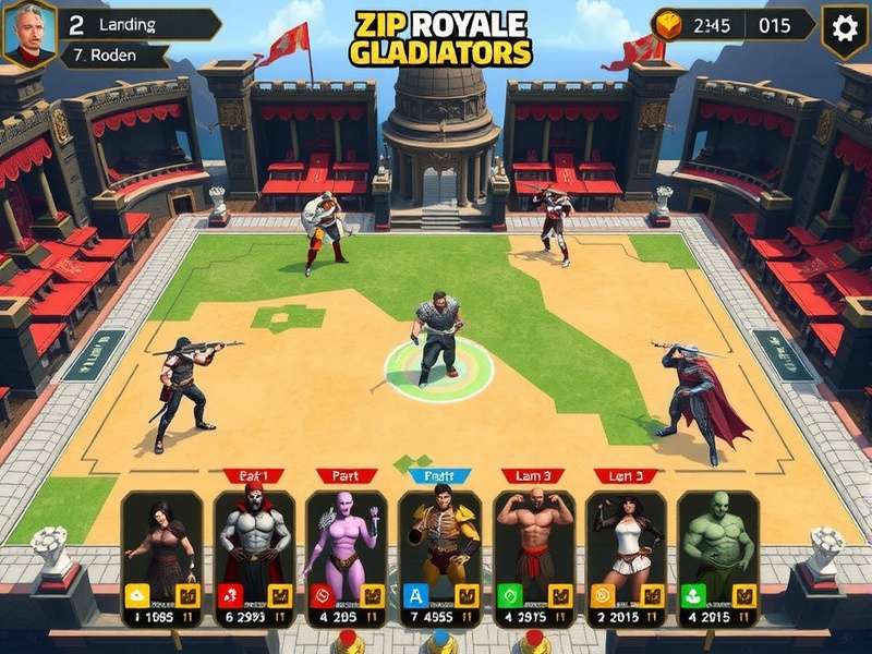 Zip Royale Gladiators character lineup showing diverse gladiators