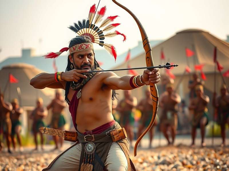 Traditional Indian Archery Warrior in historical pose