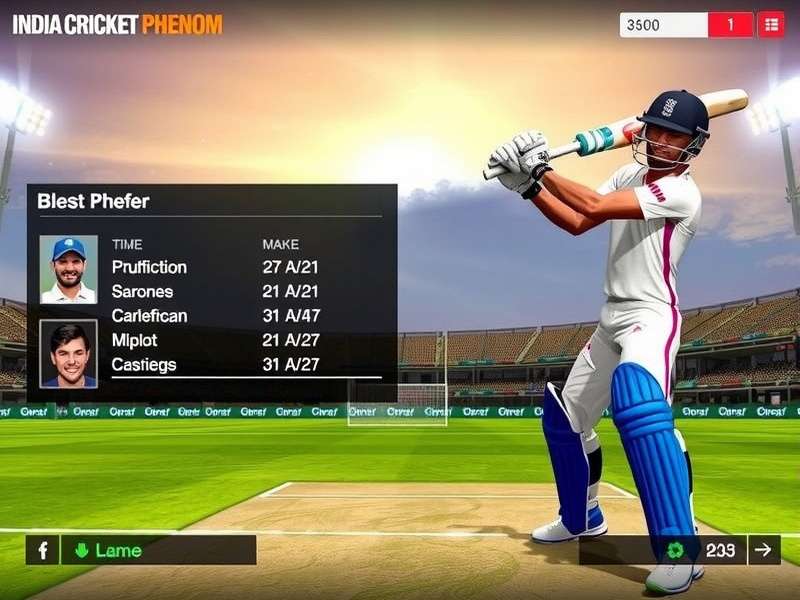 India Cricket Phenom gameplay screenshot showing batting interface