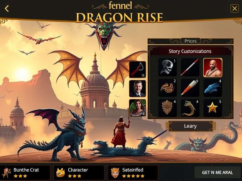 Fennel Dragon Rise India game landscape showing mythical creatures and ancient Indian architecture