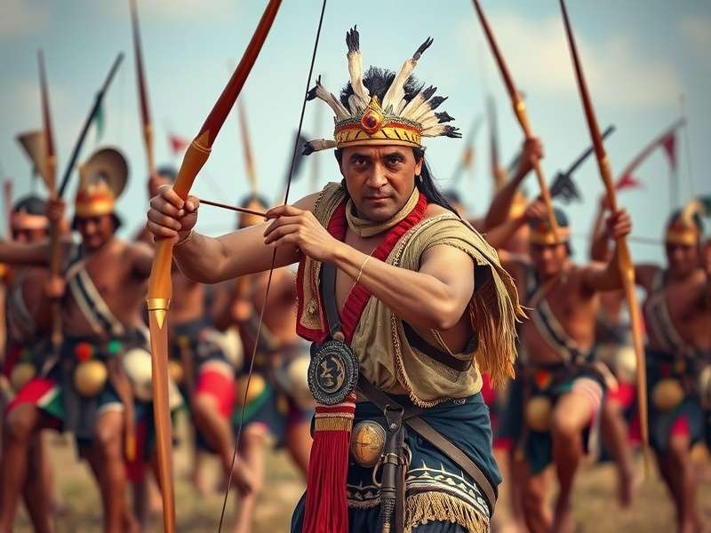 Historical depiction of Indian Archery Warriors in battle formation