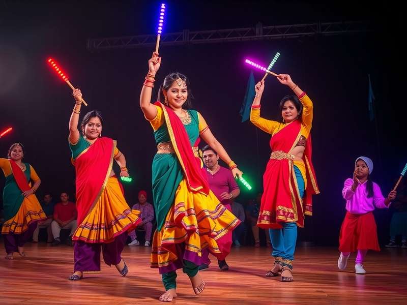 Competitive Dandiya Dance Dynamo tournament in progress