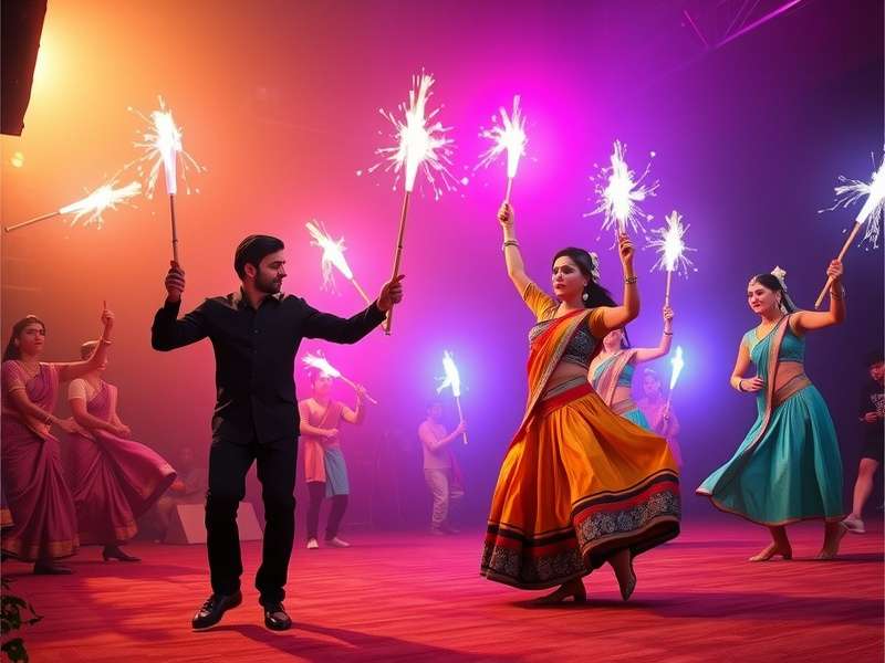 Dandiya Dance Dynamo performance with colorful sticks and traditional costumes