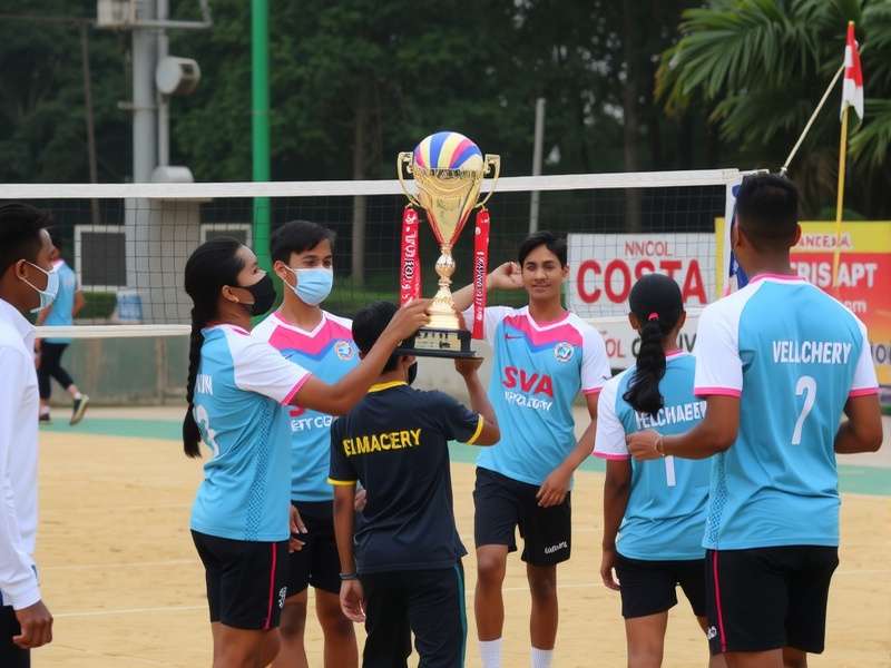 Velachery Volley Pioneers championship trophy display