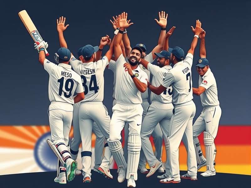 Indian cricket team celebrating victory