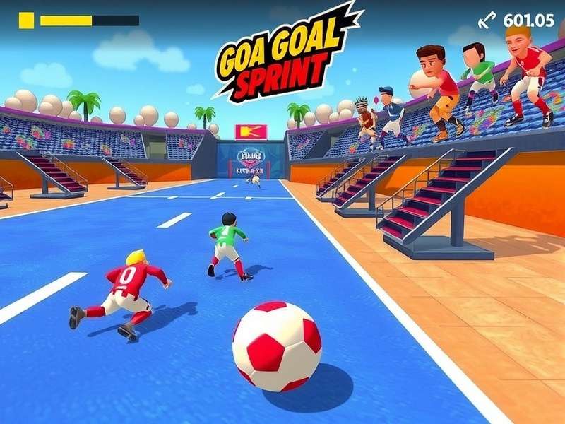 Goa Goal Sprint gameplay screenshot showing football racing action