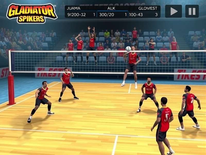 Gladiator Spikers Punjab gameplay screenshot showing intense volleyball action