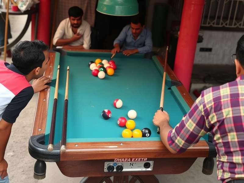 Players engaged in a competitive match of Dhaba Pool Expert
