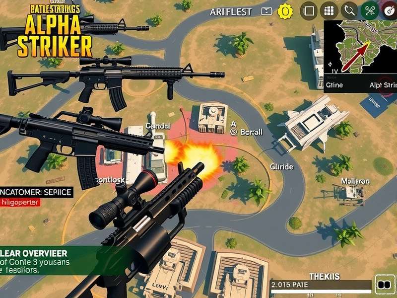 PUBG Alpha Striker weapons collection showing various firearms and attachments