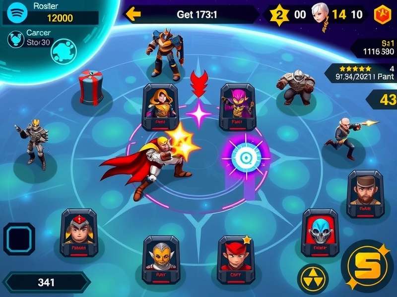 Cosmic Duel Dominators gameplay screenshot showing cosmic battlefield