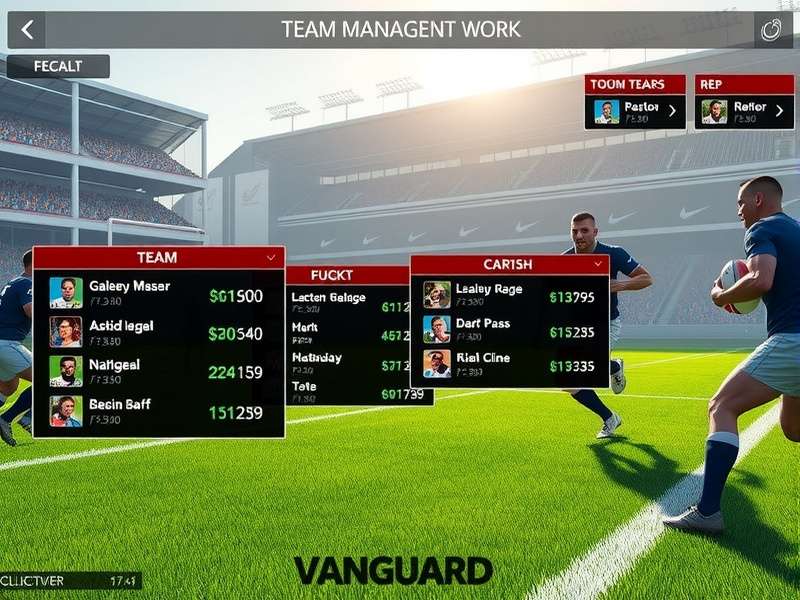Vanguard Rugby Masters gameplay screenshot showing intense rugby action