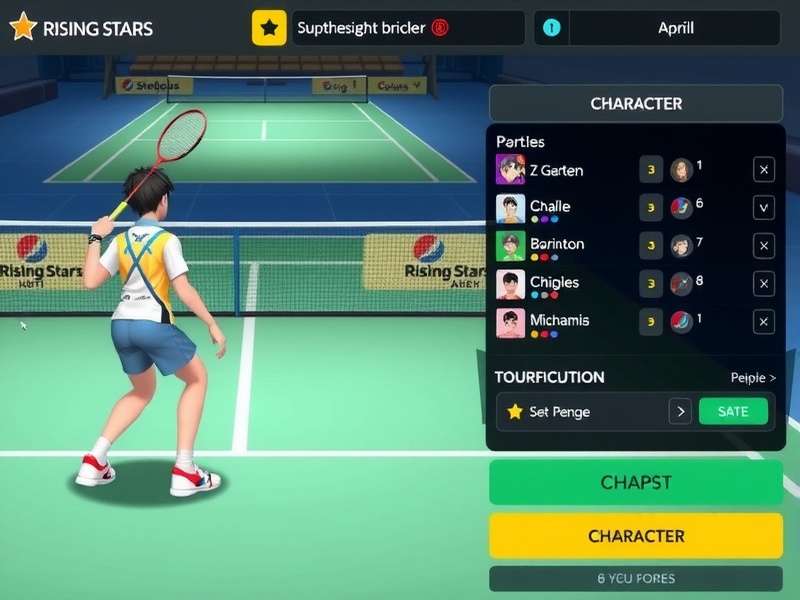 Rising Stars Badminton gameplay screenshot showing character in action