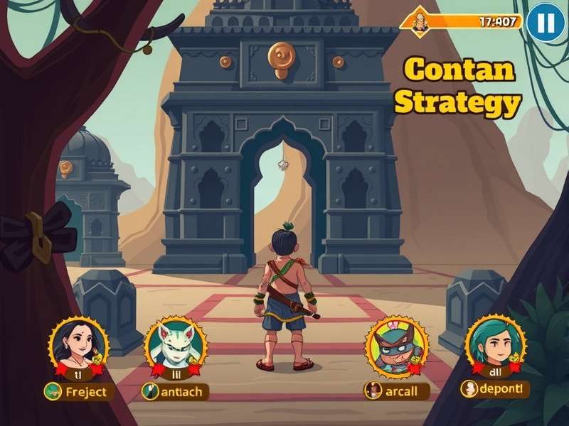 Naan Adventure Quest gameplay screenshot showing character in Indian temple