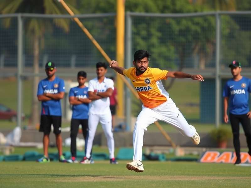 Young Indian fast bowler in action