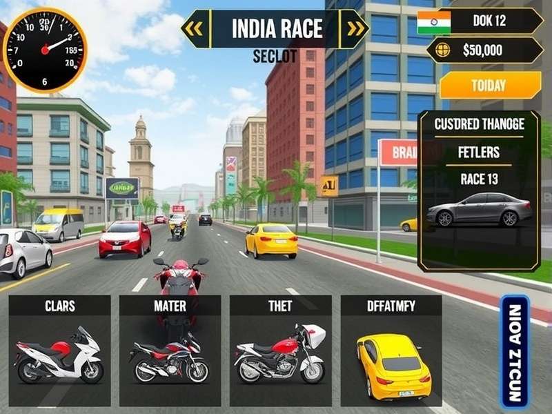 Swift Deccan Racer gameplay screenshot showing Indian city racing environment