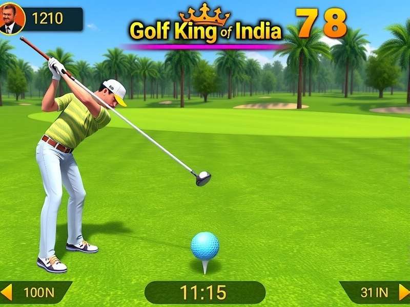 Golf King Of India gameplay screenshot showing swing mechanics