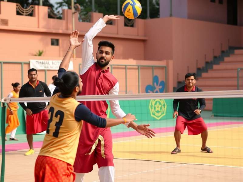 Mahal Volley Supreme player demonstrating traditional serving technique
