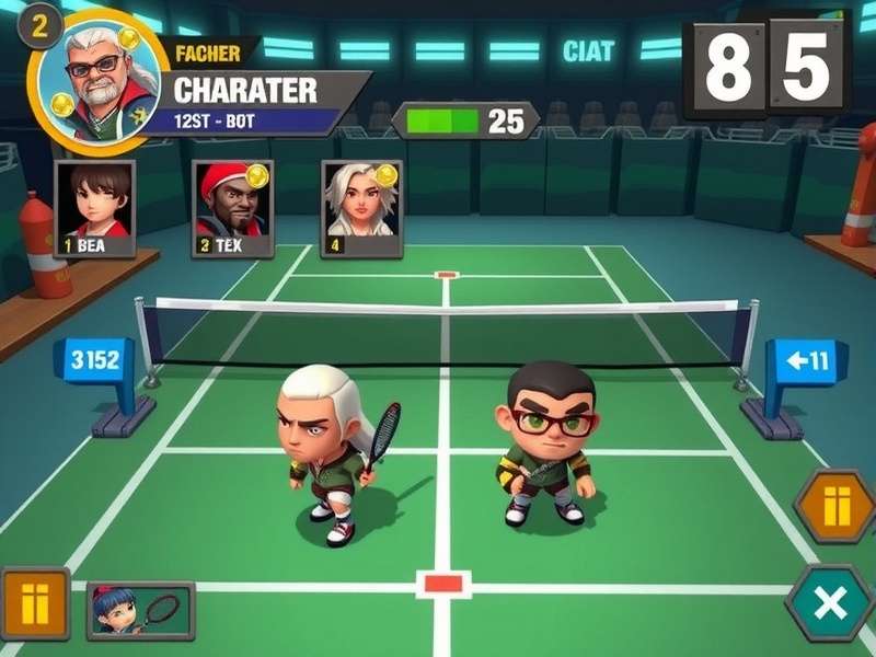 Titans Tennis Aces gameplay screenshot showing character selection screen