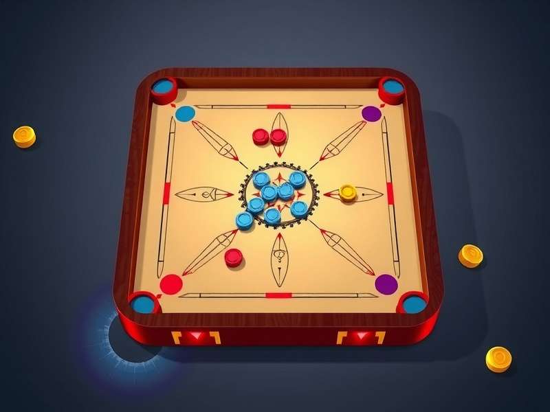 Carrom Blitz Legend gameplay showing digital carrom board with pieces