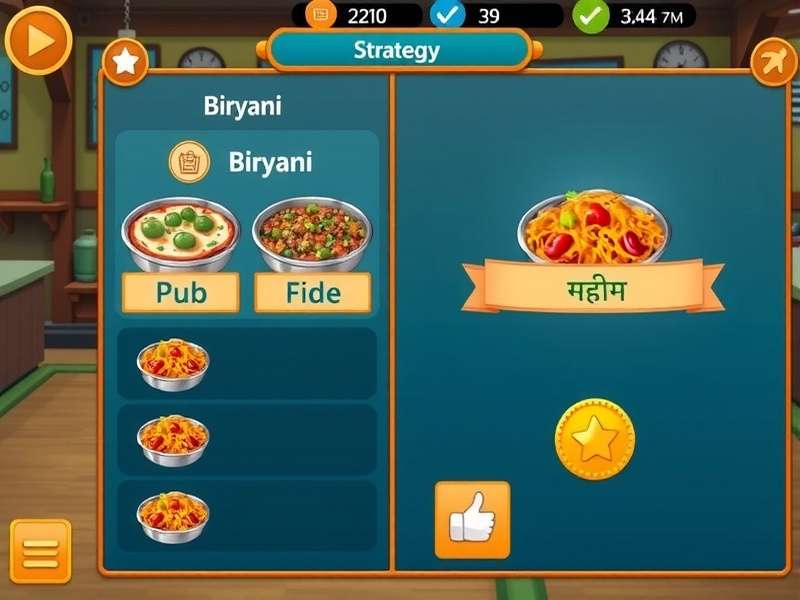 Biryani Bucks Blitz gameplay screenshot showing restaurant management interface