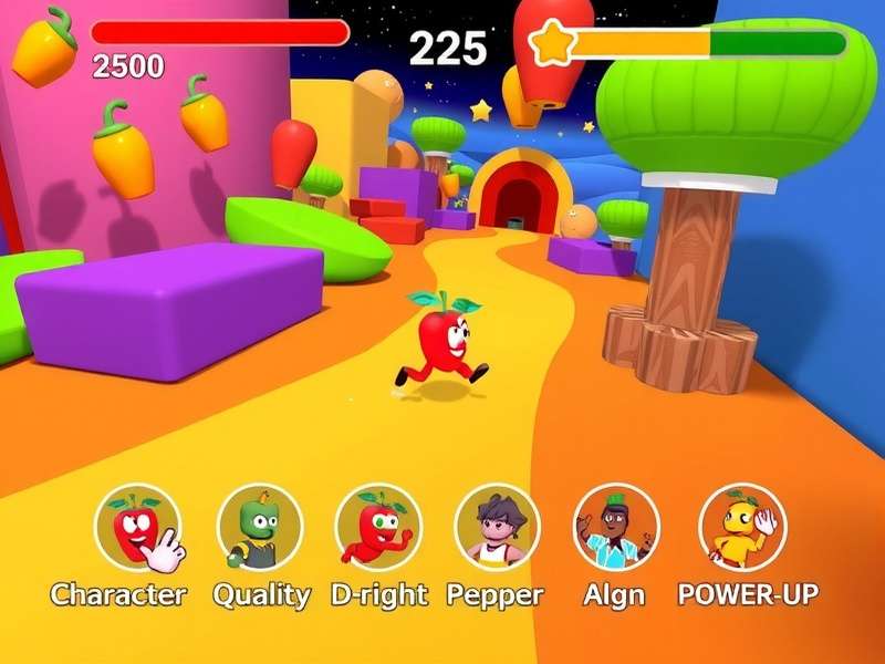 Pepper Sprint Star gameplay screenshot showing character running through colorful environment
