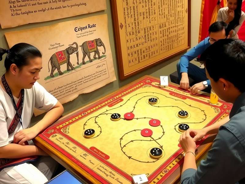 Ancient manuscript depicting Auspicious Elephant Route gameplay