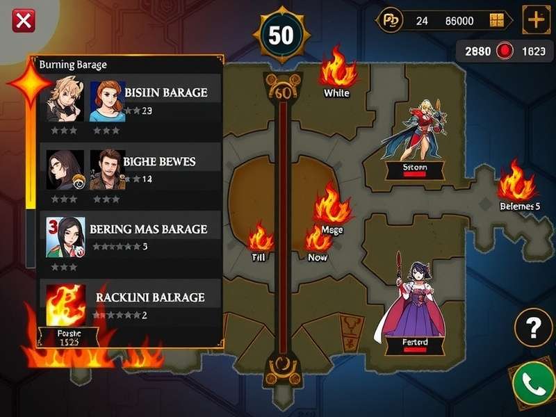 Burning Barrage strategy map showing optimal positions