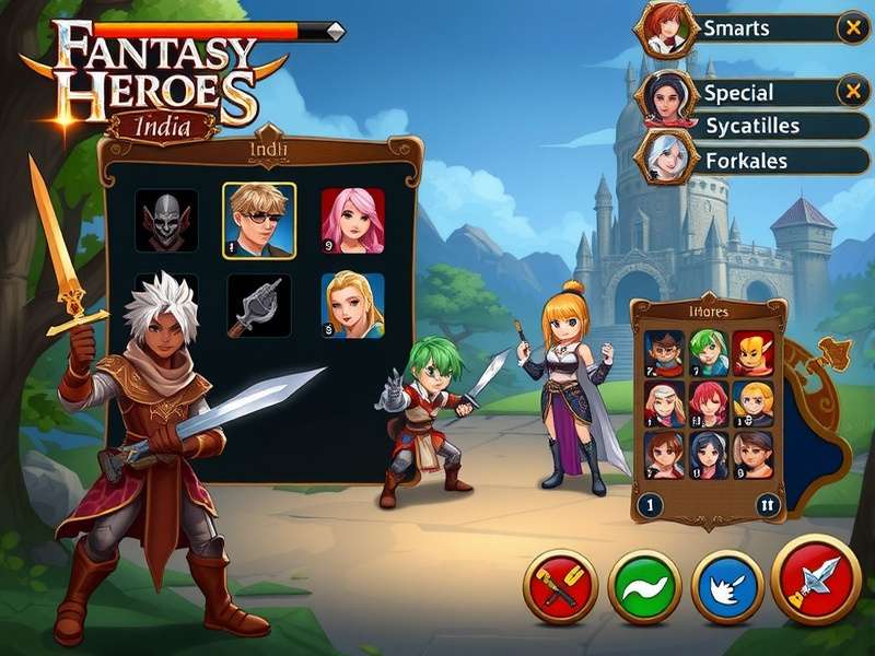 Fantasy Heroes India character roster showing diverse heroes