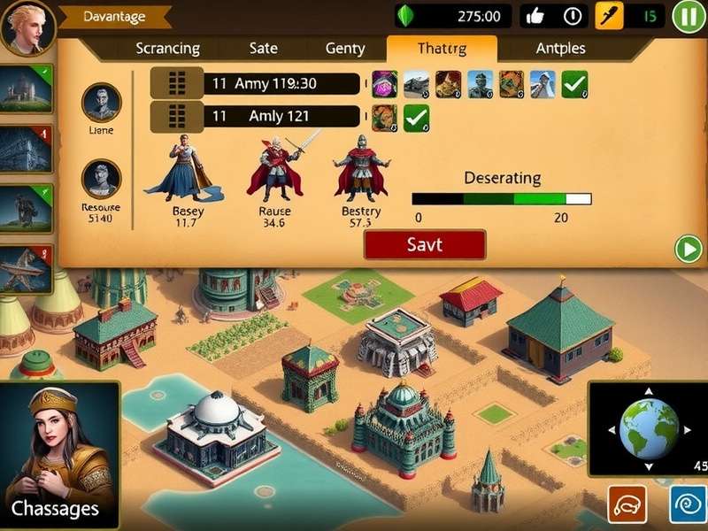 Empire Ascendance gameplay screenshot showing city building and army management