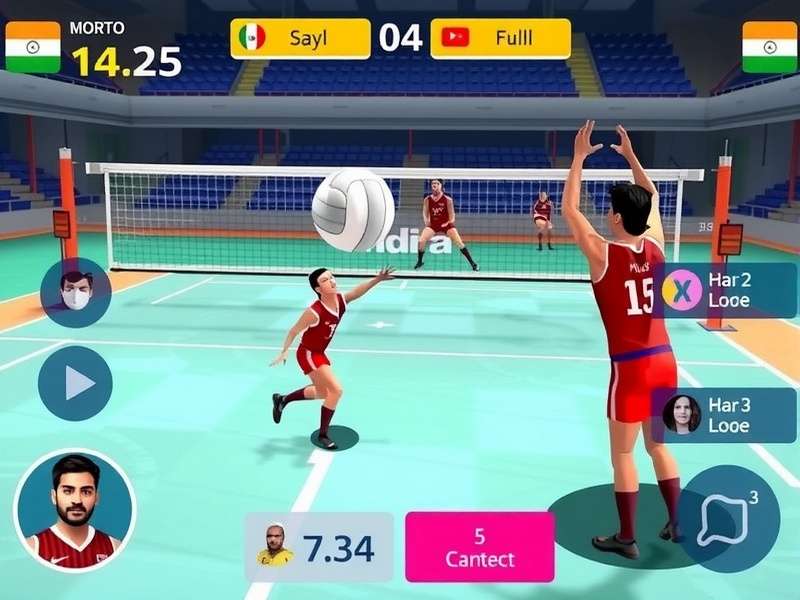 Volley Glory India gameplay screenshot showing realistic volleyball action