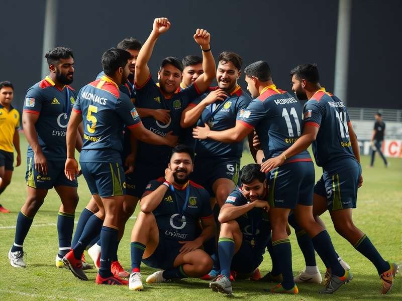 Chennai Rugby Elite team celebrating a victory