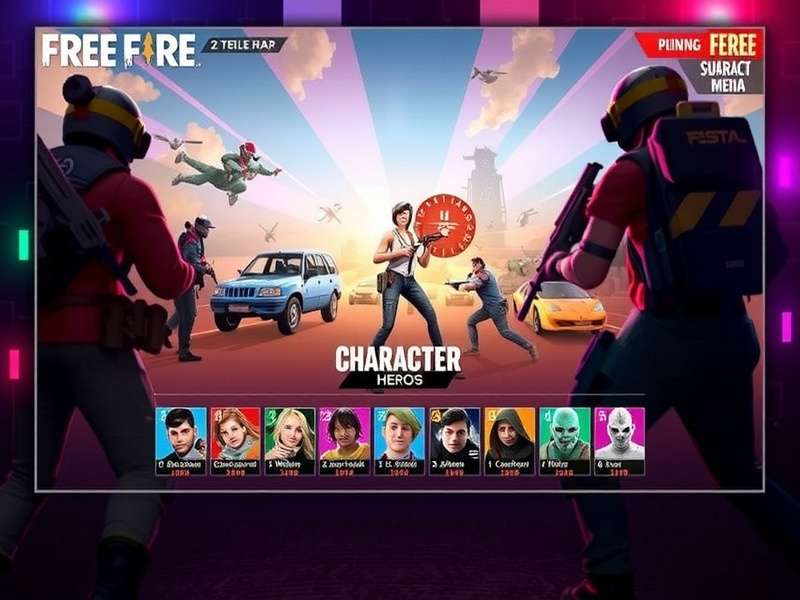 Free Fire Combat India character selection screen showing diverse heroes
