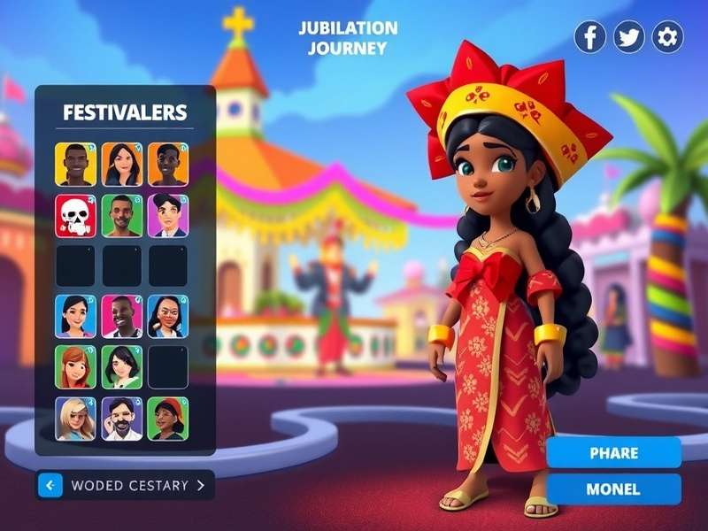 Fiesta Jubilation Journey gameplay screenshot showing vibrant colors and characters