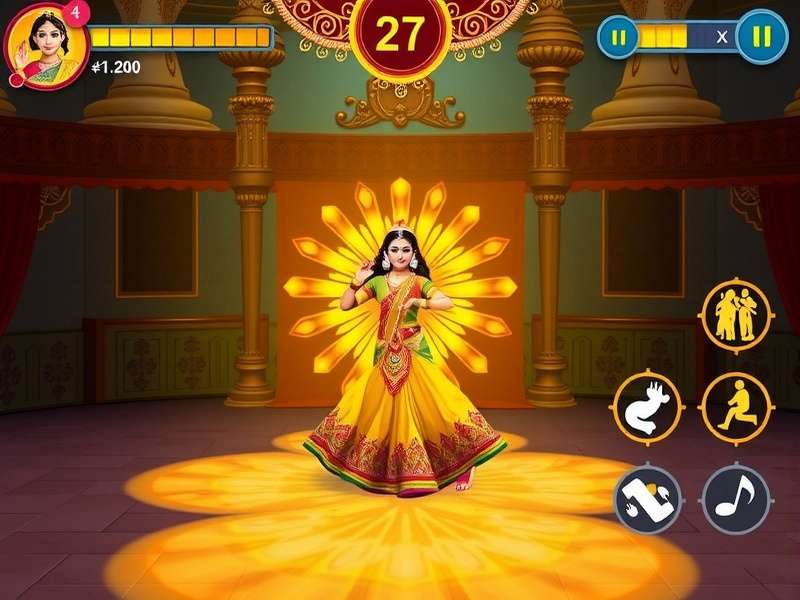 Radha S Divine Dance gameplay screenshot showing divine dance sequence