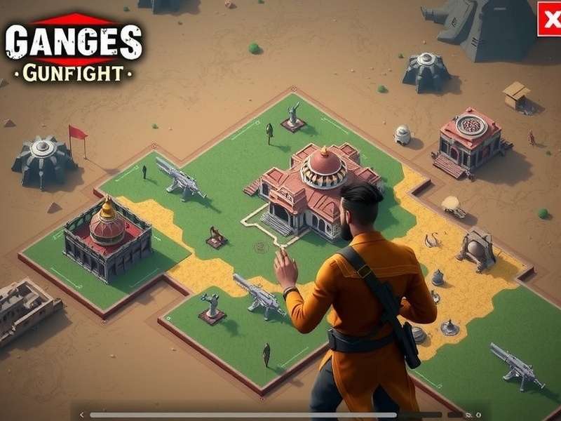 Ganges Gunfight Battle Royale gameplay screenshot showing character in Indian-inspired environment