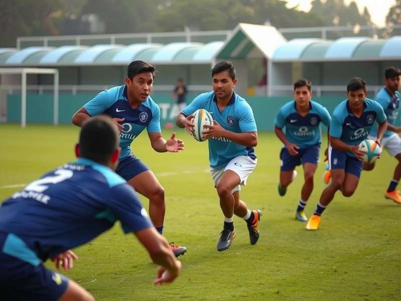Young Indian rugby players in training