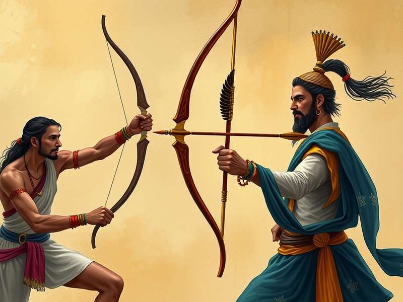 Historical depiction of Bharatiya Arrow Master in ancient Indian art