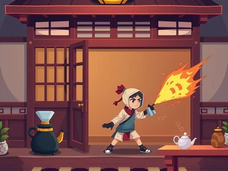 Nutmeg Tea Ninja gameplay screenshot showing ninja character preparing tea