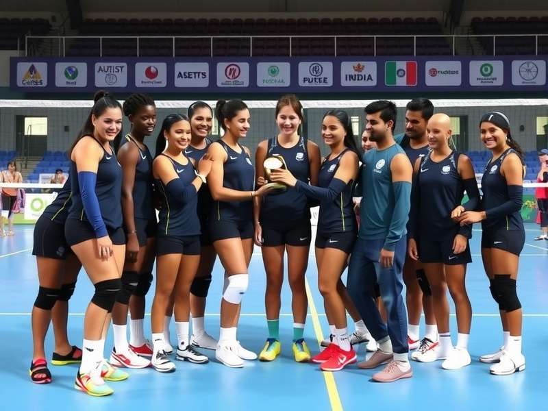 India Volley Conquerors receiving championship trophy