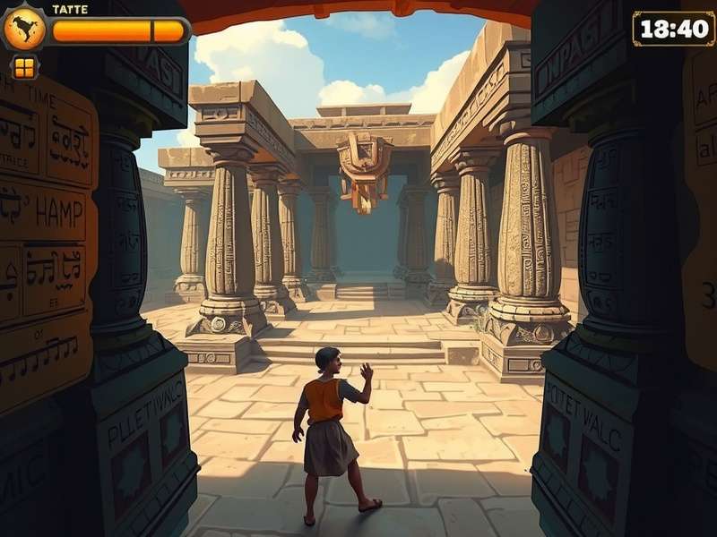 Detailed view of Hampi's stone chariot and musical pillars in the game