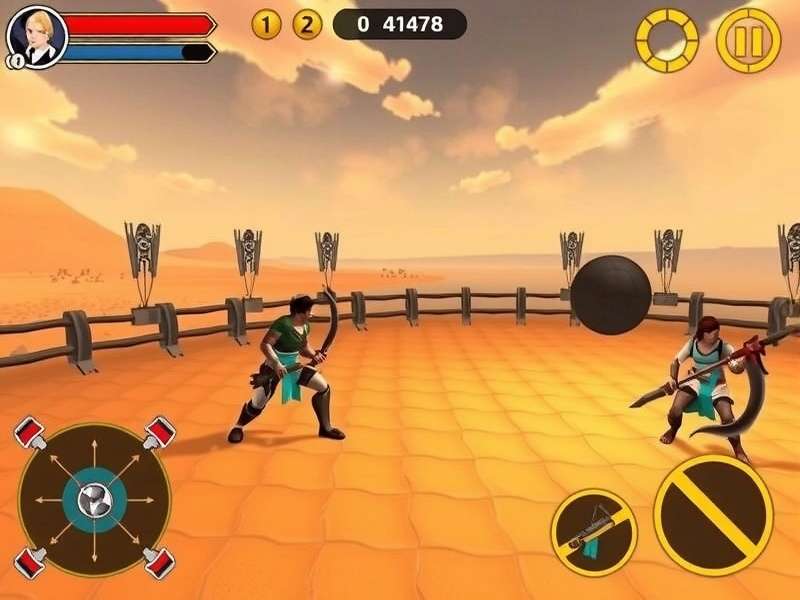 Dune Gladiator Master gameplay screenshot showing desert arena combat
