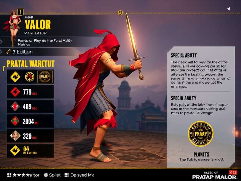 Pratap Mace Valor character customization screen