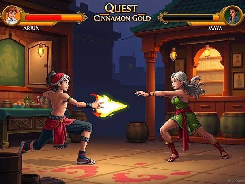 Quest For Cinnamon Gold combat scene showing character using Indian martial arts